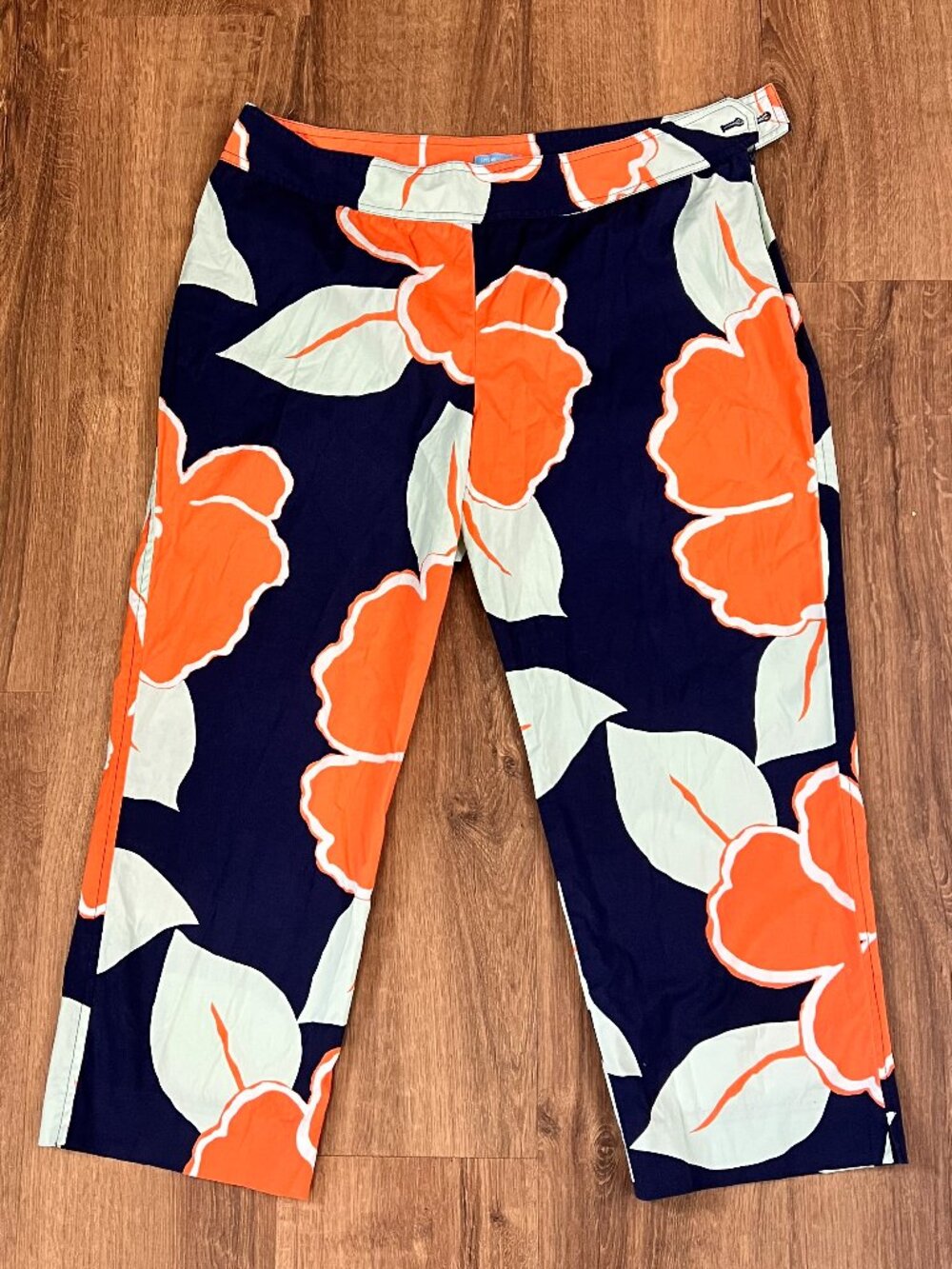 J. McLaughlin Floral Casual Cotton Cropped Summer Pants Sz 12